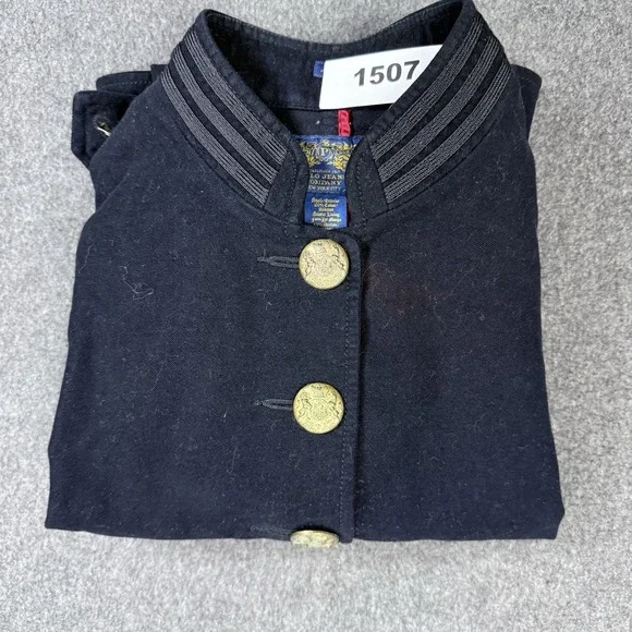 Ralph Lauren Polo Jeans Military Jacket Womens XS Black Brass Button Coat - Picture 16 of 16